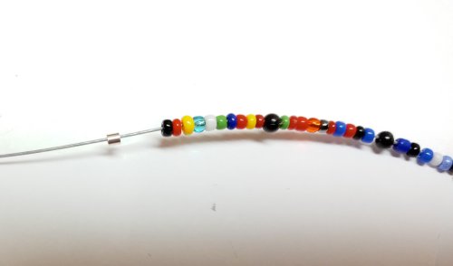 Judy Larson's Summer Fun Necklace - , Beading, Loops, Wire Loop, Wrapped Wire Loop, Beads, Slide a 2x2mm crimp tube onto the wire